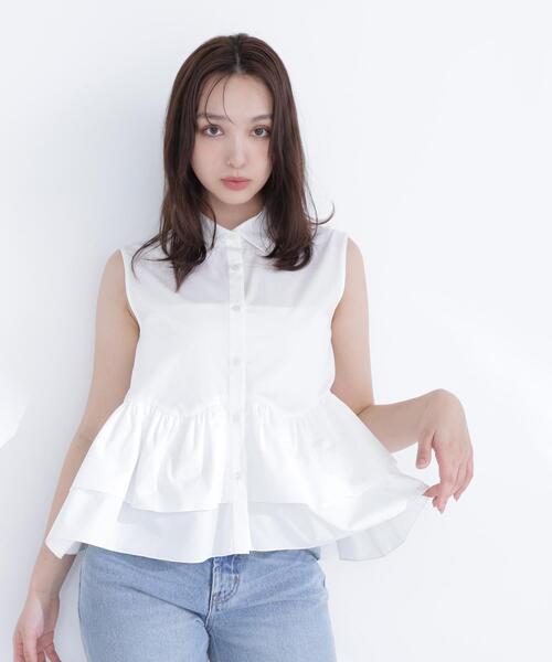 NATURAL BEAUTY BASIC(ナチュラルビューティーベーシック)の「ティアードペプラムシャツ(シャツ/ブラウス・レディース・ブラック/ブルー/オフホワイト/ピンク・MEDIUM/SMALL)」の18枚目の写真
