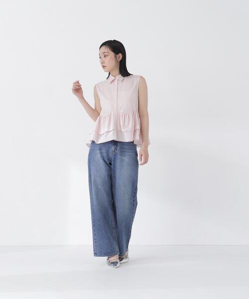 NATURAL BEAUTY BASIC(ナチュラルビューティーベーシック)の「ティアードペプラムシャツ(シャツ/ブラウス・レディース・ブラック/ブルー/オフホワイト/ピンク・MEDIUM/SMALL)」の17枚目の写真