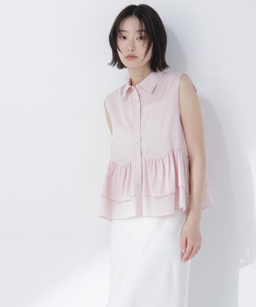 NATURAL BEAUTY BASIC(ナチュラルビューティーベーシック)の「ティアードペプラムシャツ(シャツ/ブラウス・レディース・ブラック/ブルー/オフホワイト/ピンク・MEDIUM/SMALL)」の5枚目の写真