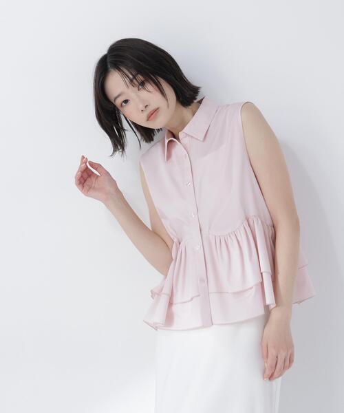 NATURAL BEAUTY BASIC(ナチュラルビューティーベーシック)の「ティアードペプラムシャツ(シャツ/ブラウス・レディース・ブラック/ブルー/オフホワイト/ピンク・MEDIUM/SMALL)」の9枚目の写真