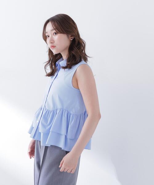 NATURAL BEAUTY BASIC(ナチュラルビューティーベーシック)の「ティアードペプラムシャツ(シャツ/ブラウス・レディース・ブラック/ブルー/オフホワイト/ピンク・MEDIUM/SMALL)」の13枚目の写真
