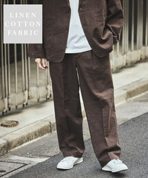 FREAK'S STORE(�t���[�N�X�X�g�A)��LINEN COTTON EASY SLACKS/���l���R�b�g�� �C�[�W�[�X���b�N�X�y�Z�b�g�A�b�v�Ή��z(�X���b�N�X)