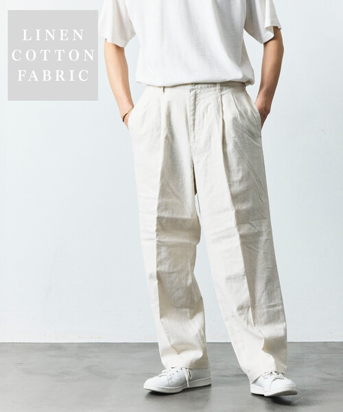 セール】LINEN COTTON EASY SLACKS/リネンコットン イージースラックス