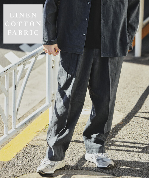 セール】LINEN COTTON EASY SLACKS/リネンコットン イージースラックス