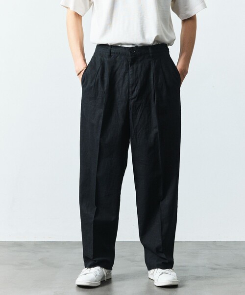 FREAK'S STORE(フリークスストア)の「LINEN COTTON EASY SLACKS/リネンコットン イージースラックス【セットアップ対応】(スラックス・メンズ・ブラック/チャコールグレー/ダークブラウン/ブラウン/ホワイト/ベージュ/ネイビー・MEDIUM/LARGE)」の14枚目の写真