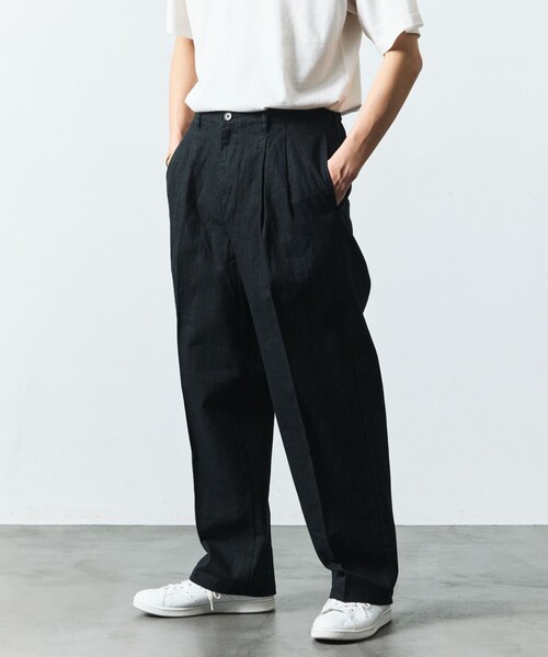 FREAK'S STORE(フリークスストア)の「LINEN COTTON EASY SLACKS/リネンコットン イージースラックス【セットアップ対応】(スラックス・メンズ・ブラック/チャコールグレー/ダークブラウン/ブラウン/ホワイト/ベージュ/ネイビー・MEDIUM/LARGE)」の15枚目の写真