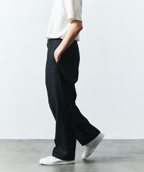 FREAK'S STORE(フリークスストア)の「LINEN COTTON EASY SLACKS/リネンコットン イージースラックス【セットアップ対応】(スラックス・メンズ・ブラック/チャコールグレー/ダークブラウン/ブラウン/ホワイト/ベージュ/ネイビー・MEDIUM/LARGE)」の16枚目の写真