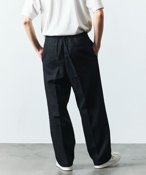 FREAK'S STORE(フリークスストア)の「LINEN COTTON EASY SLACKS/リネンコットン イージースラックス【セットアップ対応】(スラックス・メンズ・ブラック/チャコールグレー/ダークブラウン/ブラウン/ホワイト/ベージュ/ネイビー・MEDIUM/LARGE)」の17枚目の写真