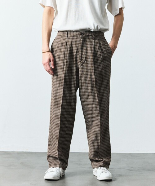 FREAK'S STORE(フリークスストア)の「LINEN COTTON EASY SLACKS/リネンコットン イージースラックス【セットアップ対応】(スラックス・メンズ・ブラック/チャコールグレー/ダークブラウン/ブラウン/ホワイト/ベージュ/ネイビー・MEDIUM/LARGE)」の18枚目の写真