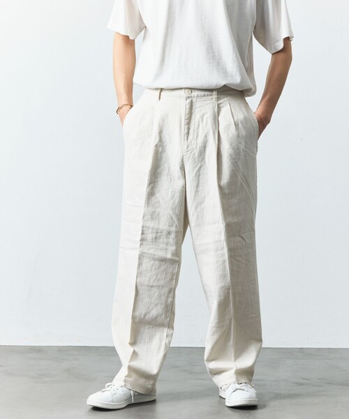 FREAK'S STORE(フリークスストア)の「LINEN COTTON EASY SLACKS/リネンコットン イージースラックス【セットアップ対応】(スラックス・メンズ・ブラック/チャコールグレー/ダークブラウン/ブラウン/ホワイト/ベージュ/ネイビー・MEDIUM/LARGE)」の22枚目の写真