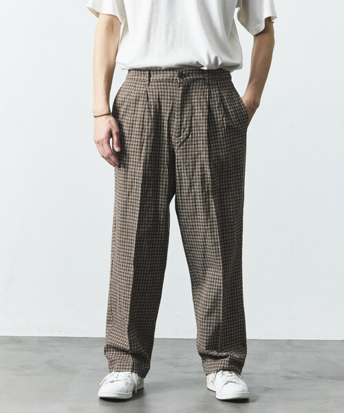FREAK'S STORE(フリークスストア)の「LINEN COTTON EASY SLACKS/リネンコットン イージースラックス【セットアップ対応】(スラックス・メンズ・ブラック/チャコールグレー/ダークブラウン/ブラウン/ホワイト/ベージュ/ネイビー・MEDIUM/LARGE)」の4枚目の写真