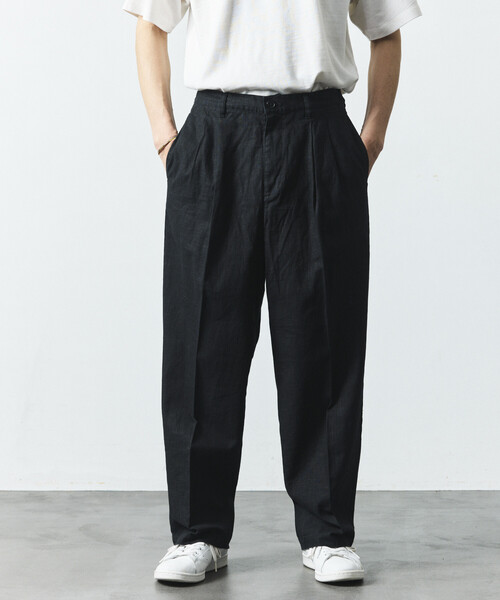 セール】LINEN COTTON EASY SLACKS/リネンコットン イージースラックス