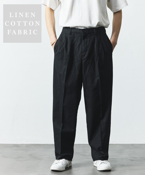 FREAK'S STORE(フリークスストア)の「LINEN COTTON EASY SLACKS/リネンコットン イージースラックス【セットアップ対応】(スラックス・メンズ・ブラック/チャコールグレー/ダークブラウン/ブラウン/ホワイト/ベージュ/ネイビー・MEDIUM/LARGE)」の9枚目の写真