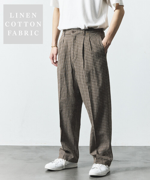 FREAK'S STORE(フリークスストア)の「LINEN COTTON EASY SLACKS/リネンコットン イージースラックス【セットアップ対応】(スラックス・メンズ・ブラック/チャコールグレー/ダークブラウン/ブラウン/ホワイト/ベージュ/ネイビー・MEDIUM/LARGE)」の11枚目の写真