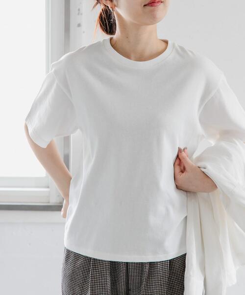 FORK&SPOON（フォークアンドスプーン）の「FORK&SPOON　ソリッドショートスリーブTシャツ（Tシャツ/カットソー・レディース・ブラック/グレー系その他/オフホワイト/グリーン系その他・1）」の5枚目の写真