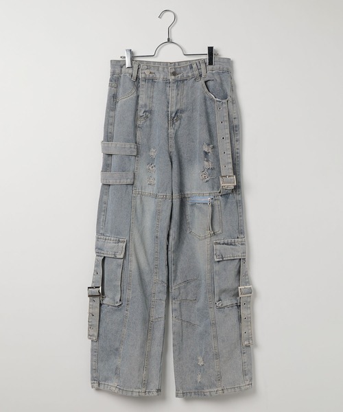 LAND MUSEUM(ランドミュージアム)の「LAND MUSEUM/ストラップカーゴデニム(デニムパンツ・メンズ・ブラック/ブルー・LARGE/MEDIUM)」の3枚目の写真