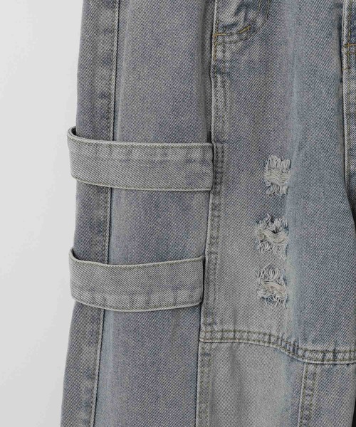 LAND MUSEUM(ランドミュージアム)の「LAND MUSEUM/ストラップカーゴデニム(デニムパンツ・メンズ・ブラック/ブルー・LARGE/MEDIUM)」の5枚目の写真
