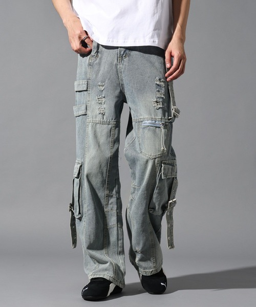 LAND MUSEUM(ランドミュージアム)の「LAND MUSEUM/ストラップカーゴデニム(デニムパンツ・メンズ・ブラック/ブルー・LARGE/MEDIUM)」の21枚目の写真