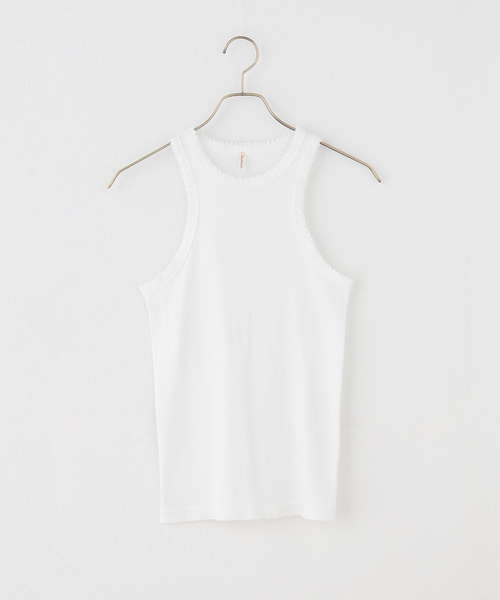 babaco/ババコ】Cotton/Silk Ribbed Tank Top w/Emb / BA01-CR83