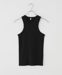 【babaco/ババコ】Cotton/Silk Ribbed Tank Top w/Emb / BA01-CR83