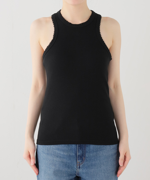 EMILY WEEK(エミリーウィーク)の「【babaco/ババコ】Cotton/Silk Ribbed Tank Top w/Emb / BA01-CR83(タンクトップ・レディース・ホワイト/ブラック・LARGE)」の9枚目の写真