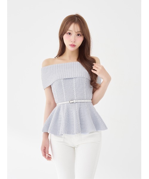 Darich ダーリッチ オフショルぺプラムニットトップス オフショルぺプラムニットトップス（ニット/セーター）｜Darich