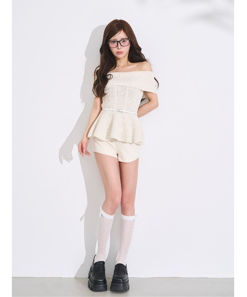 Darich(ダーリッチ)の「オフショルぺプラムニットトップス(ニット/セーター・レディース・アイボリー/サックスブルー/ブラック・FREE)」の20枚目の写真