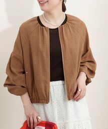 MICO COULIER | 麻調ノーカラーホイップスリーブブルゾン(ブルゾン)