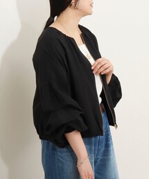 MICO COULIER | 麻調ノーカラーホイップスリーブブルゾン(ブルゾン)