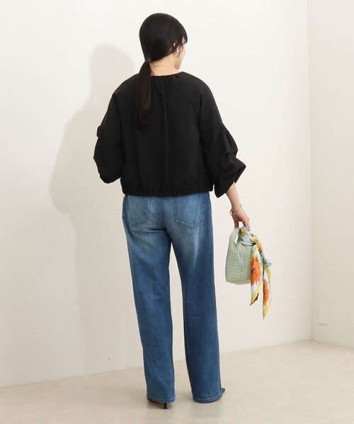 MICO COULIER（ミコクリエ）の「麻調ノーカラーホイップスリーブブルゾン（ブルゾン・レディース・ブラック/キャメル・38）」の11枚目の写真