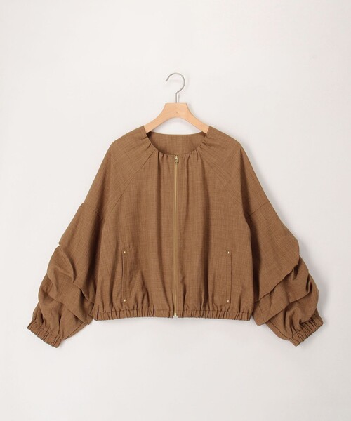 MICO COULIER（ミコクリエ）の「麻調ノーカラーホイップスリーブブルゾン（ブルゾン・レディース・ブラック/キャメル・38）」の15枚目の写真