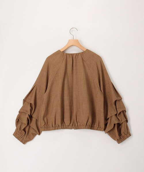 MICO COULIER（ミコクリエ）の「麻調ノーカラーホイップスリーブブルゾン（ブルゾン・レディース・ブラック/キャメル・38）」の17枚目の写真