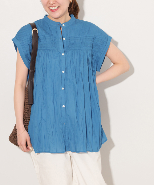 JOURNAL STANDARD relume(ジャーナルスタンダード レリューム)の「コットンボイルクリンクルピンタックフレンチ(シャツ/ブラウス・レディース・ブラック/ホワイト/ライトブルー/ブラウン・FREE)」の4枚目の写真
