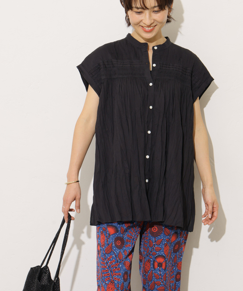JOURNAL STANDARD relume(ジャーナルスタンダード レリューム)の「コットンボイルクリンクルピンタックフレンチ(シャツ/ブラウス・レディース・ブラック/ホワイト/ライトブルー/ブラウン・FREE)」の3枚目の写真