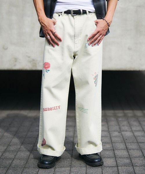 Subciety（サブサエティ）の「Memorial denim pants（デニムパンツ・メンズ・ブラック/ホワイト・X-LARGE/LARGE/MEDIUM/SMALL/X-SMALL）」の2枚目の写真