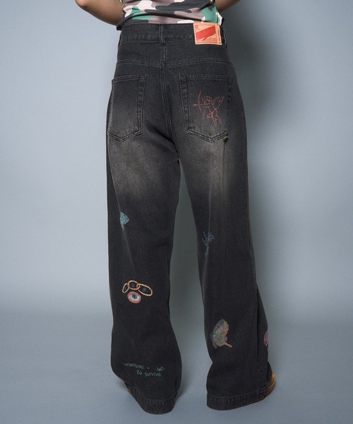 Subciety（サブサエティ）の「Memorial denim pants（デニムパンツ・メンズ・ブラック/ホワイト・X-LARGE/LARGE/MEDIUM/SMALL/X-SMALL）」の8枚目の写真