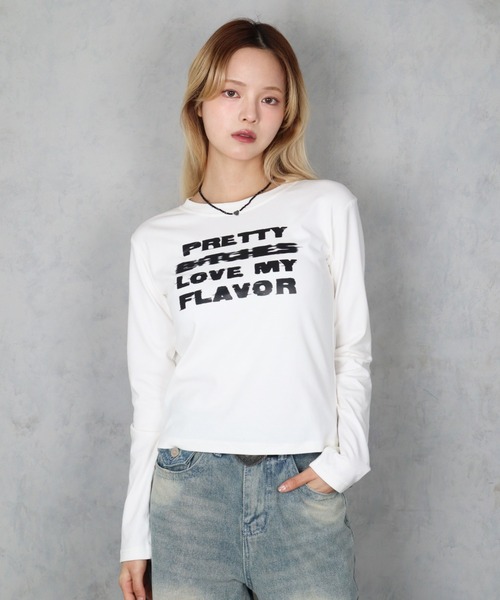BARELY BLUE(ベアリーブルー)の「【 BARELY BLUE / ベアリーブルー 】 グランジ グラフィック ロゴ ロンT(Tシャツ/カットソー・レディース・ホワイト/ブラック/グレー・FREE)」の5枚目の写真