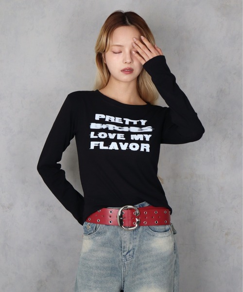 BARELY BLUE(ベアリーブルー)の「【 BARELY BLUE / ベアリーブルー 】 グランジ グラフィック ロゴ ロンT(Tシャツ/カットソー・レディース・ホワイト/ブラック/グレー・FREE)」の7枚目の写真