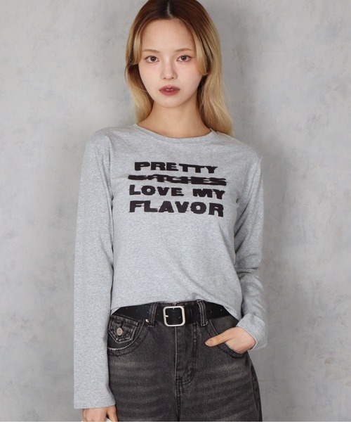 BARELY BLUE(ベアリーブルー)の「【 BARELY BLUE / ベアリーブルー 】 グランジ グラフィック ロゴ ロンT(Tシャツ/カットソー・レディース・ホワイト/ブラック/グレー・FREE)」の9枚目の写真