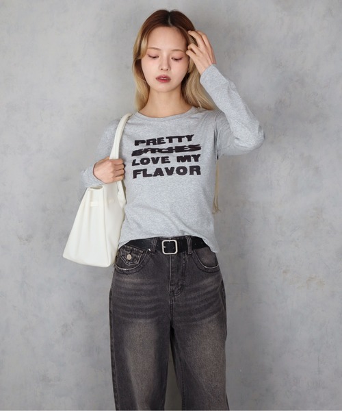BARELY BLUE(ベアリーブルー)の「【 BARELY BLUE / ベアリーブルー 】 グランジ グラフィック ロゴ ロンT(Tシャツ/カットソー・レディース・ホワイト/ブラック/グレー・FREE)」の10枚目の写真