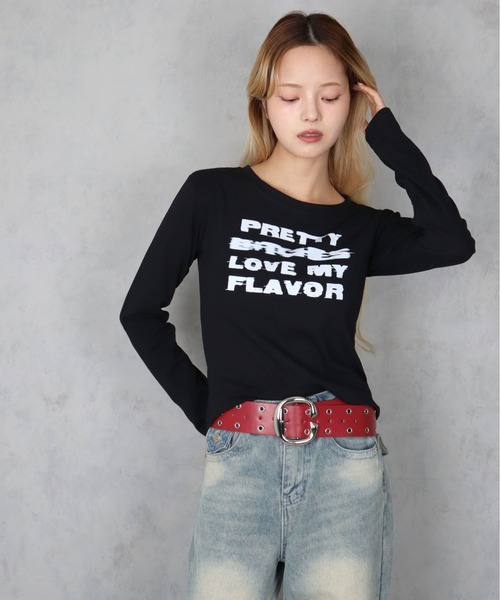 BARELY BLUE(ベアリーブルー)の「【 BARELY BLUE / ベアリーブルー 】 グランジ グラフィック ロゴ ロンT(Tシャツ/カットソー・レディース・ホワイト/ブラック/グレー・FREE)」の15枚目の写真