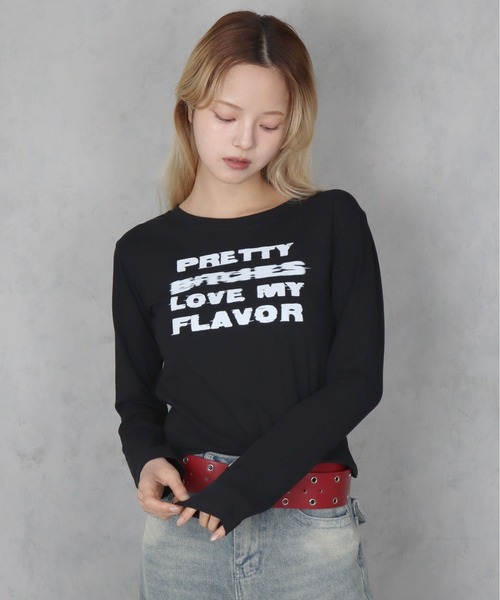 BARELY BLUE(ベアリーブルー)の「【 BARELY BLUE / ベアリーブルー 】 グランジ グラフィック ロゴ ロンT(Tシャツ/カットソー・レディース・ホワイト/ブラック/グレー・FREE)」の14枚目の写真