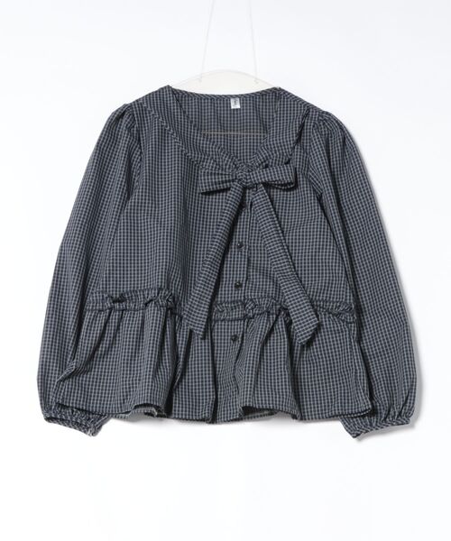 Lace Ladies(レースレディース)の「ギンガムチェック柄 アシンメトリー ボウタイ ペプラム ブラウス(シャツ/ブラウス・レディース・ネイビー/ブルー・M/XL)」の11枚目の写真