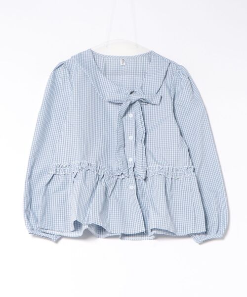 Lace Ladies(レースレディース)の「ギンガムチェック柄 アシンメトリー ボウタイ ペプラム ブラウス(シャツ/ブラウス・レディース・ネイビー/ブルー・M/XL)」の10枚目の写真