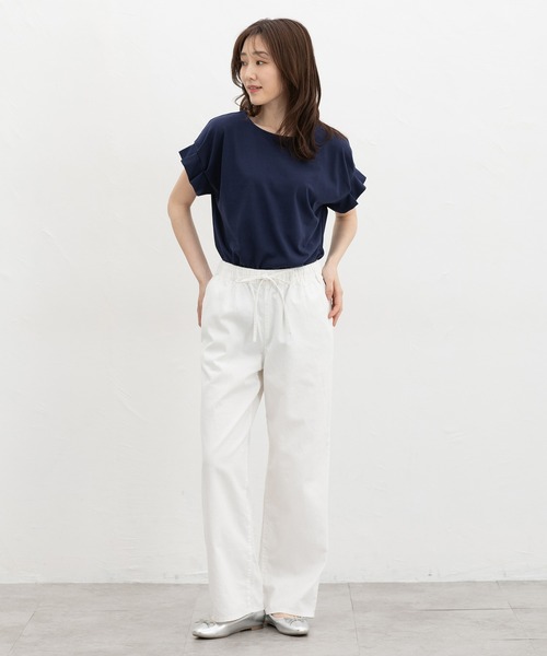 Honeys(ハニーズ)の「【ハニさら・接触冷感・吸水速乾・UVカット・遮熱】袖タックTシャツ(Tシャツ/カットソー・レディース・グレイッシュベージュ/ブラック/レッド/ネイビー/モカ・3L/L/LL/M/S)」の10枚目の写真
