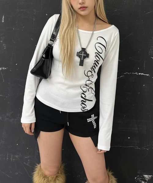 .KOM(ドットコム)の「A'GEM/9 × .kom 『.KOM/ドットケーオーエム』イングリッシュフレーズ ロングスリーブ(Tシャツ/カットソー・レディース・アイボリー/ブラック・FREE)」の12枚目の写真