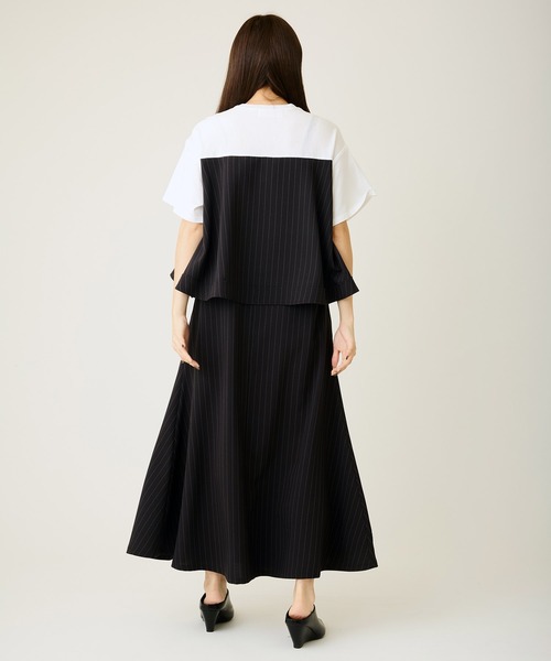 AVIE（アビィ）の「ピンストライプマキシデザインワンピース（ワンピース・レディース・グレー/ブラック・38）」の6枚目の写真
