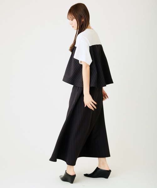 AVIE（アビィ）の「ピンストライプマキシデザインワンピース（ワンピース・レディース・グレー/ブラック・38）」の5枚目の写真