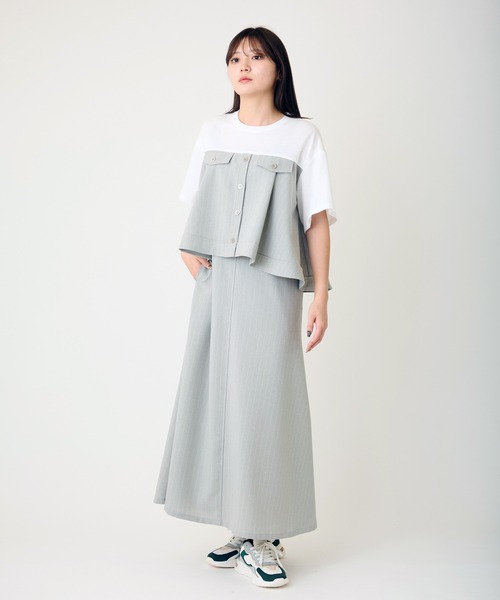 AVIE（アビィ）の「ピンストライプマキシデザインワンピース（ワンピース・レディース・グレー/ブラック・38）」の8枚目の写真