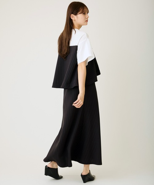 AVIE（アビィ）の「ピンストライプマキシデザインワンピース（ワンピース・レディース・グレー/ブラック・38）」の4枚目の写真